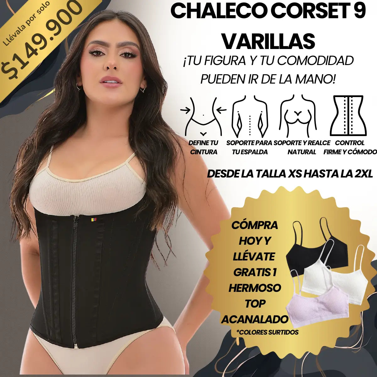 Chaleco Corset 9 Varillas