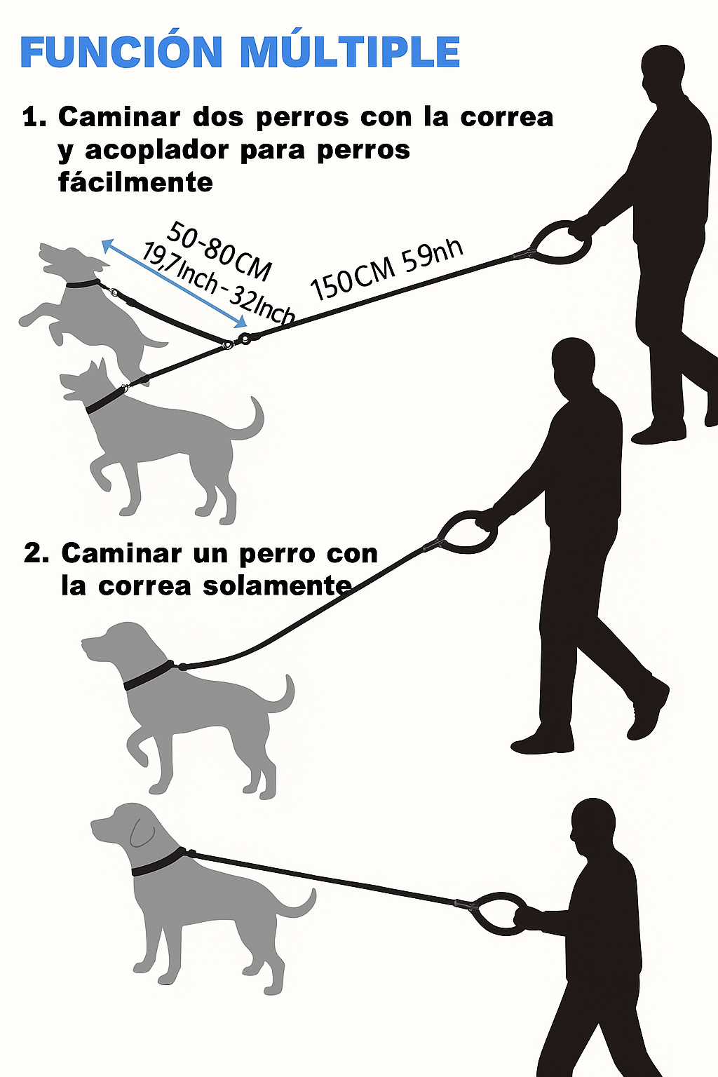 “La correa doble que te da control total: ¡pasea dos perros sin enredos ni jalones!”
